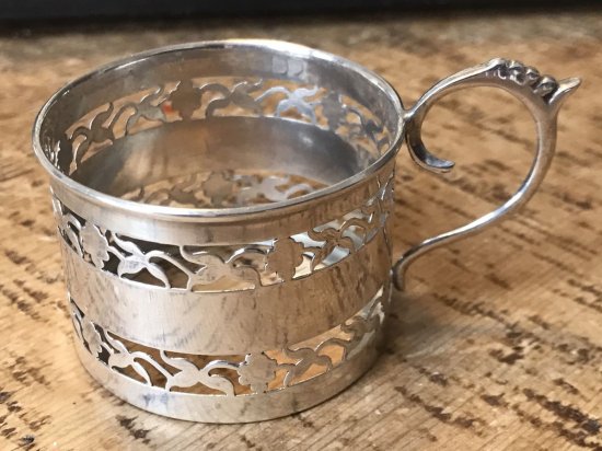 232	エインズレイ　デミタスカップ＆ソーサーセット　スターリングシルバー製ホルダー付き　6点セット