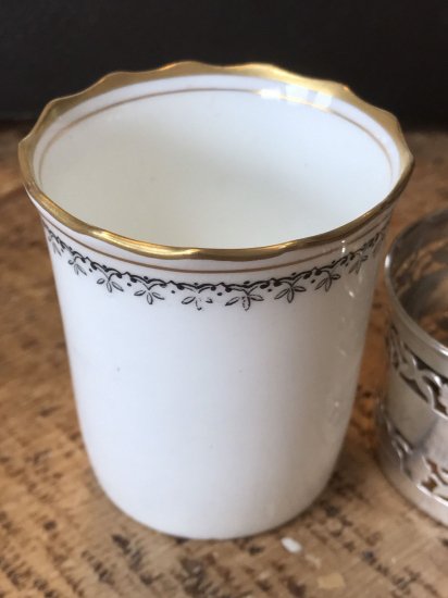 232	エインズレイ　デミタスカップ＆ソーサーセット　スターリングシルバー製ホルダー付き　6点セット