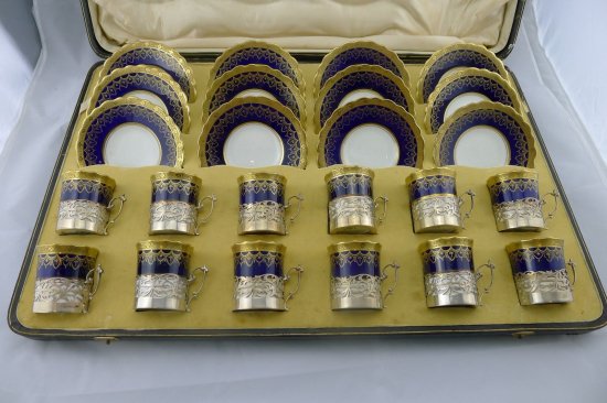 236 英国製　エインズレイ　デミタスコーヒーセット12客　（オリジナルケース入り）