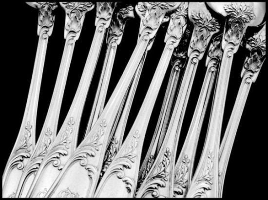 ２６２　フランス製アンティーク：アンリ・スフロ（SOUFFLOT）作　スターリングシルバー　ディナー・カトラリー６セット（３種１８本）