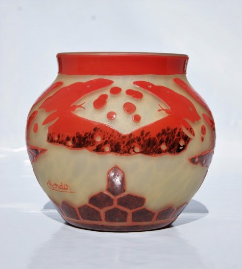 253 シャルル・シュナイダー　アール・デコ　彫刻風ガラス壷　1920年頃