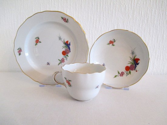 281 マイセン　シノワズリ　コーヒーカップ、ソーサー、プレート　1980年