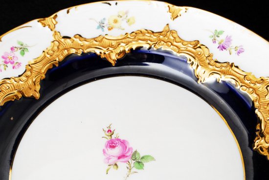 282 マイセン Bフォーム １級品 コバルト 金彩小花柄 キャビネットトリオ