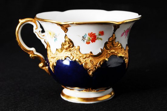 282 マイセン Bフォーム １級品 コバルト 金彩小花柄 キャビネットトリオ
