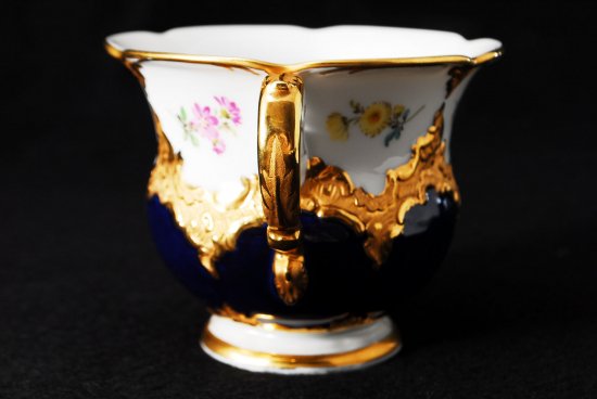 282 マイセン Bフォーム １級品 コバルト 金彩小花柄 キャビネットトリオ
