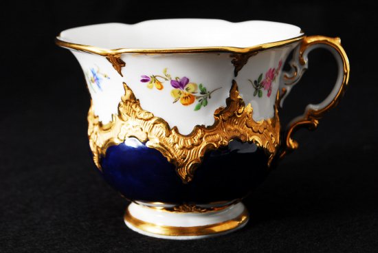 282 マイセン Bフォーム １級品 コバルト 金彩小花柄 キャビネットトリオ