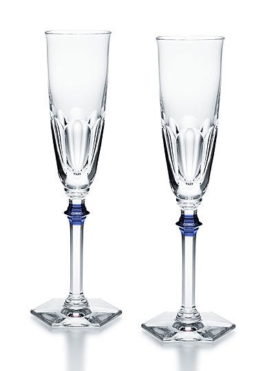 アルクールイヴ　シャンパンフルート　クリア＆レッド・クリア＆ブルー　ペアグラス