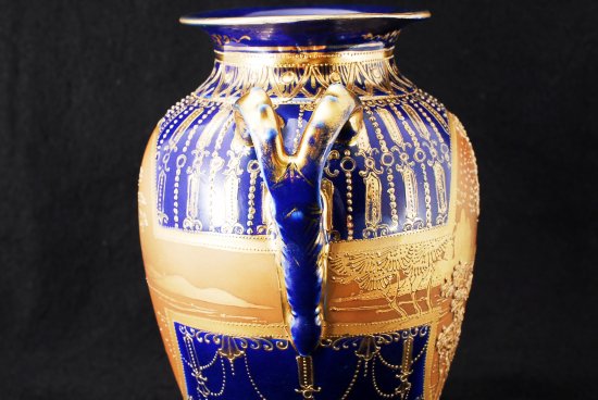 238 オールドノリタケ ニッポン 金盛コバルト　風景画花瓶