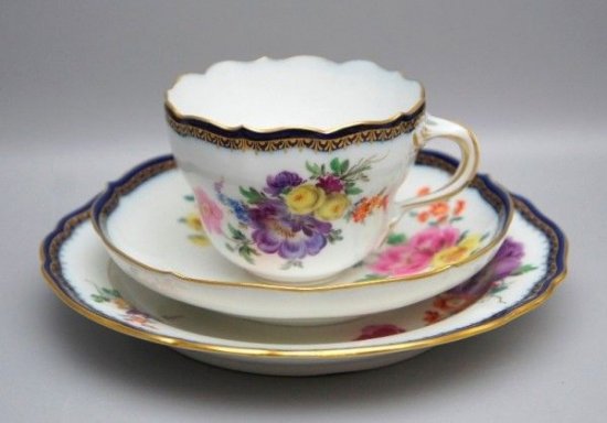 マイセン　Aカンテ　フラワーブーケトリオ(カップ＆ソーサー＆プレート)　1級品