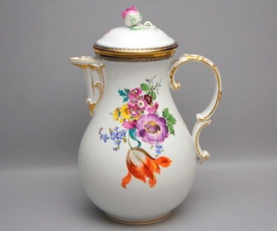 マイセン　Aカンテ　コーヒーポット　フラワーブーケ５つ花　1級品