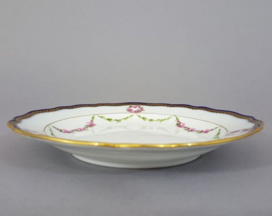マイセン　Aカンテ　丸皿　ピンクローズ花冠　1級品　直径17.5?p