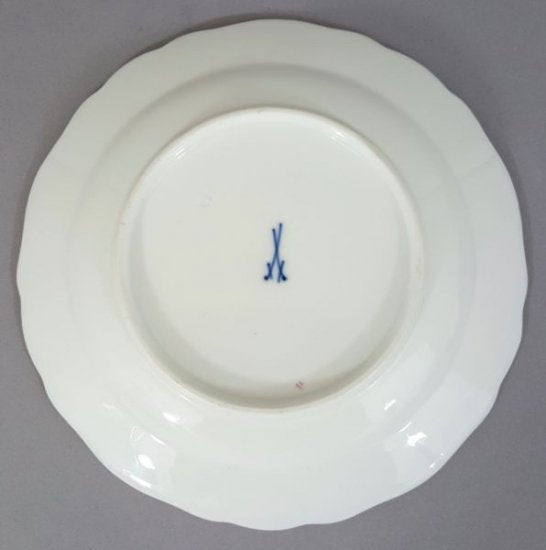 マイセン　Aカンテ　丸皿　ピンクローズ花冠　1級品　直径17.5?p