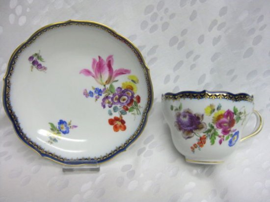 マイセン　Aカンテ　カプチーノ／ココアカップ　ブーケ柄　1924-1934製　1級品