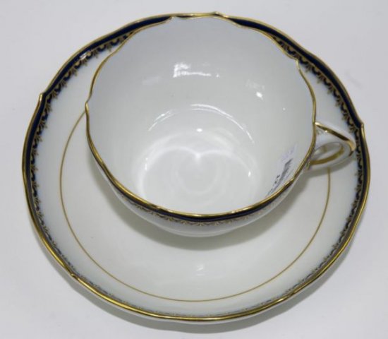 マイセン　Aカンテ　青縁取りノイアーアオスシュニット　コーヒーセット　1級品