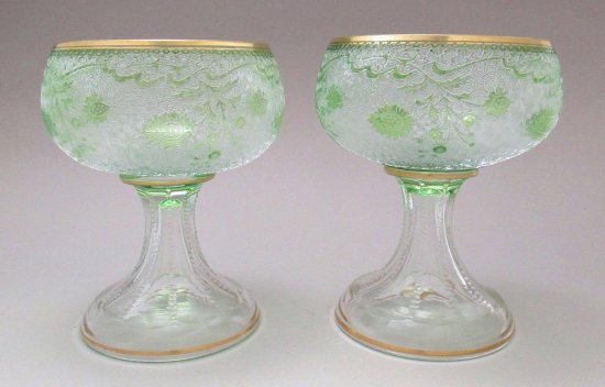 576　バカラ（Baccarat)　アシッド・エッチング カメオガラス　シャーベットグラス　1900年代初頭