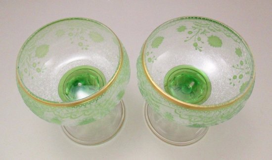 576　バカラ（Baccarat)　アシッド・エッチング カメオガラス　シャーベットグラス　1900年代初頭