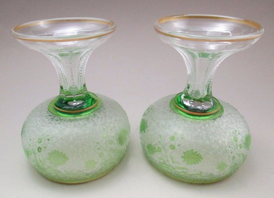 576　バカラ（Baccarat)　アシッド・エッチング カメオガラス　シャーベットグラス　1900年代初頭