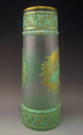 577　バカラ（Baccarat)　アンティーク　アシッド・エッチングのカメオガラス　アートガラス花瓶　1900年頃