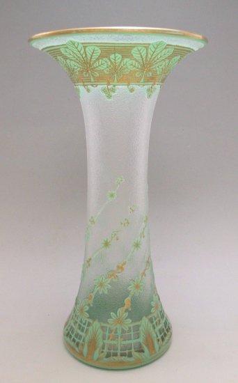 578　バカラ（Baccarat)　アンティーク　カメオガラス　アートガラス花瓶　1900年頃