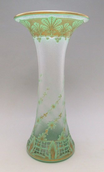 578　バカラ（Baccarat)　アンティーク　カメオガラス　アートガラス花瓶　1900年頃