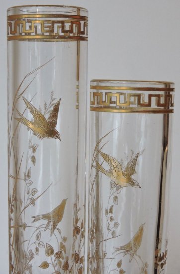 オールド・バカラ（Baccarat）ジャポニズムスタイル　クリスタルとブロンズの花瓶　1880～90年頃