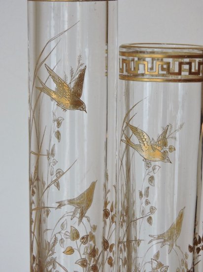 オールド・バカラ（Baccarat）ジャポニズムスタイル　クリスタルとブロンズの花瓶　1880～90年頃