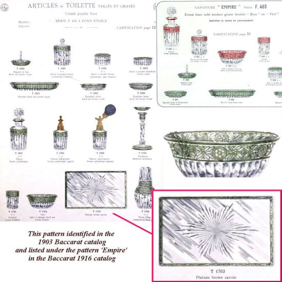 584　バカラ（Baccarat）　アンティーク　カット・クリスタル　リカーセット　”エンパイア（Empire）”　サービング・トレー付き　1900年代初頭