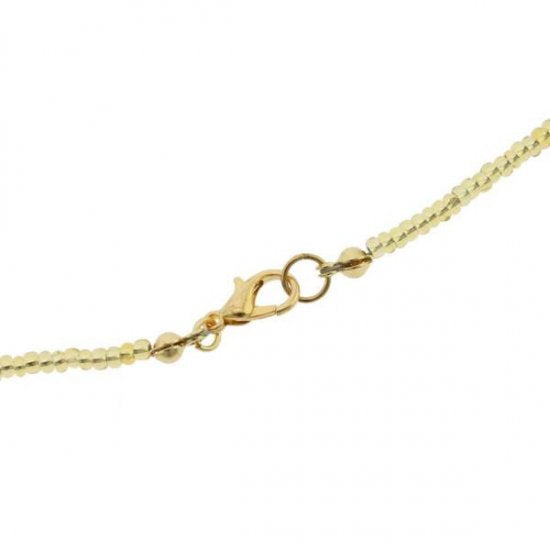 ベネチアングラス（ベネチアンガラス）　ハート　タイネックレス　-スパークリングトパーズ&ゴールド-