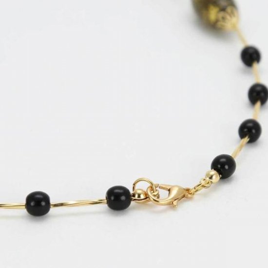 ベネチアングラス（ベネチアンガラス）　ゴールデングローネックレス　-サマーナイト-