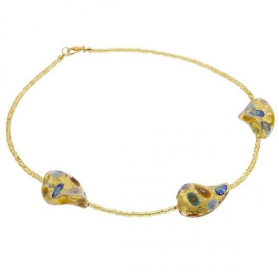 ベネチアングラス（ベネチアンガラス）ロイヤル　クリムト　スパイラルネックレス