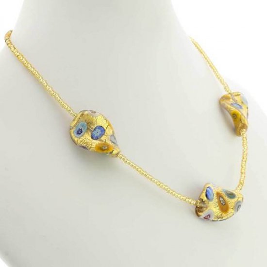 ベネチアングラス（ベネチアンガラス）ロイヤル　クリムト　スパイラルネックレス