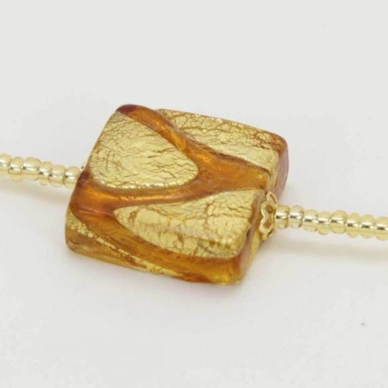 ベネチアングラス（ベネチアンガラス）ロイヤル　コニャック　スクエアネックレス