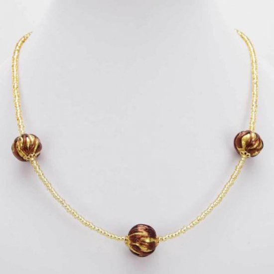 ベネチアングラス（ベネチアンガラス）ロイヤルアメジスト ボールネックレス