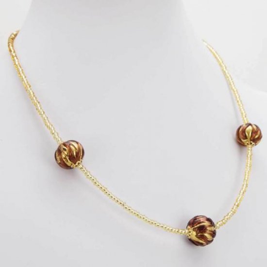 ベネチアングラス（ベネチアンガラス）ロイヤルアメジスト ボールネックレス