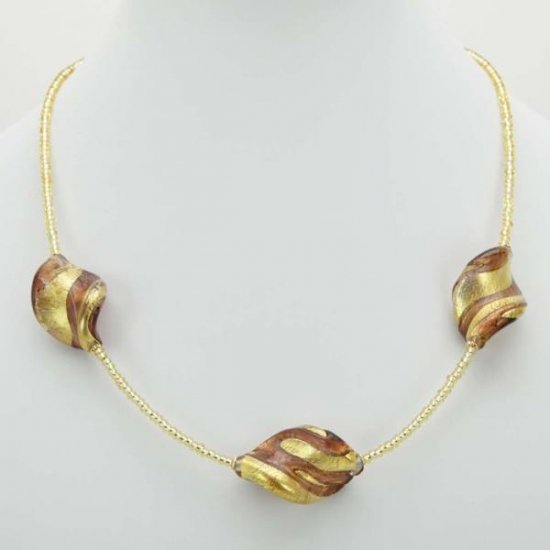 ベネチアングラス（ベネチアンガラス）ロイヤルアメジスト スパイラルネックレス