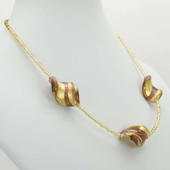 ベネチアングラス（ベネチアンガラス）ロイヤルアメジスト スパイラルネックレス