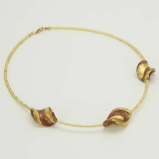 ベネチアングラス（ベネチアンガラス）ロイヤルアメジスト スパイラルネックレス