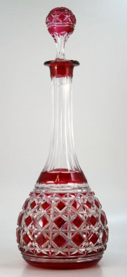 593　バカラ（Baccarat）アンティーク　赤いカットガラスのデカンタ