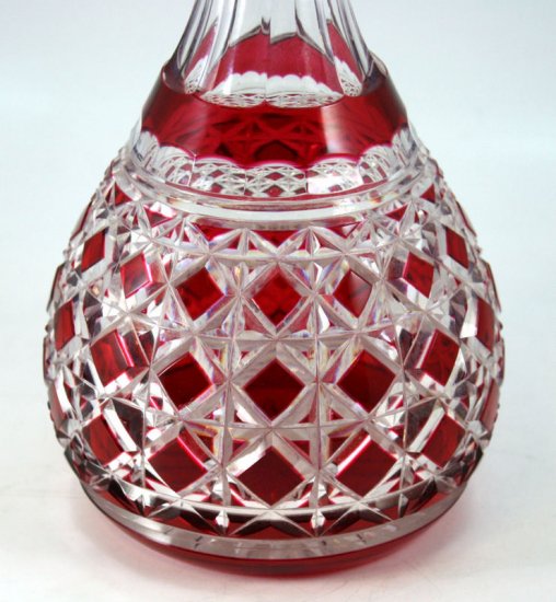 593　バカラ（Baccarat）アンティーク　赤いカットガラスのデカンタ