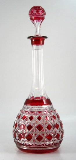 593　バカラ（Baccarat）アンティーク　赤いカットガラスのデカンタ