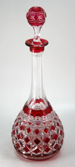 593　バカラ（Baccarat）アンティーク　赤いカットガラスのデカンタ