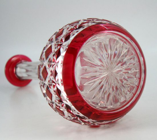 593　バカラ（Baccarat）アンティーク　赤いカットガラスのデカンタ