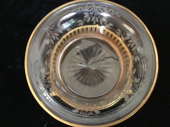 600　バカラ（Baccarat）アンティーク　クリスタル&ブロンズのセンターピース・ボール　19世紀後半