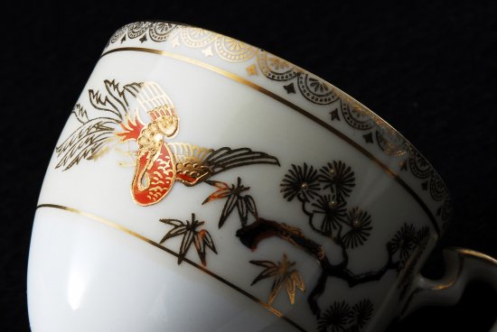 244 オールドノリタケ　金彩赤鳥紋様図　キャビネットセット