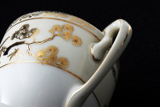 244 オールドノリタケ　金彩赤鳥紋様図　キャビネットセット