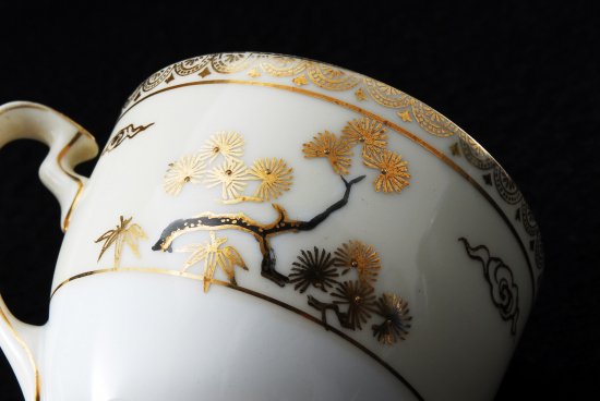 244 オールドノリタケ　金彩赤鳥紋様図　キャビネットセット