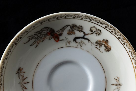 244 オールドノリタケ　金彩赤鳥紋様図　キャビネットセット