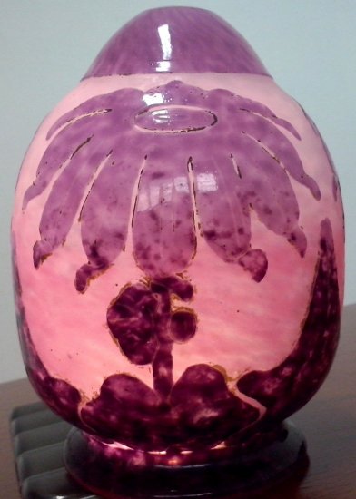 255　シュナイダー兄弟（Schneider）作　フレンチカメオアートガラス　ダリアのパフュームランプ　アールデコ　1920年頃