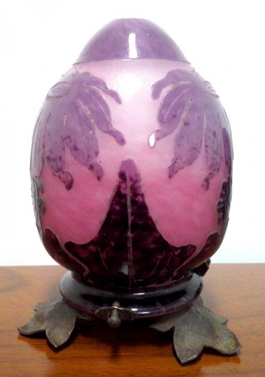 255　シュナイダー兄弟（Schneider）作　フレンチカメオアートガラス　ダリアのパフュームランプ　アールデコ　1920年頃