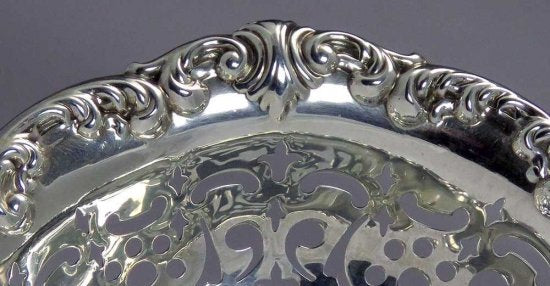 283　ゴーハム（Gorham）　アンティーク　スターリングシルバー　切り抜き細工の透かし彫りバスケット　1906年